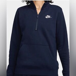 Nike Women's Oversized Navy 1/2 Zip Pullover Sweatshirt